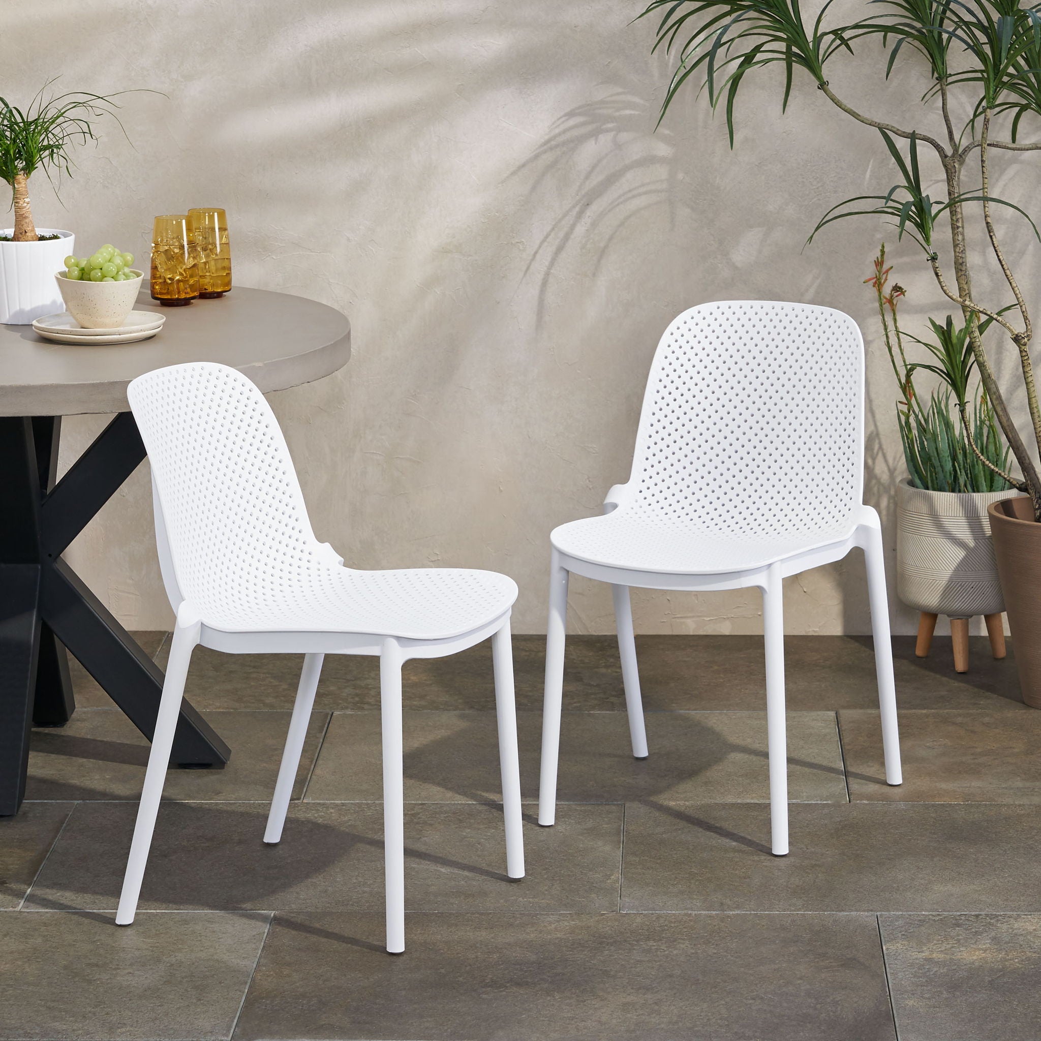 Outdoor Stacking Dining Side Chair (Set of 2)