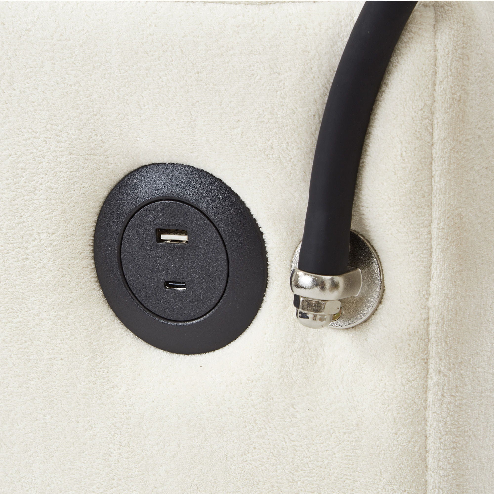 Modern Style Armchair Chaise Lounge Sofa Couch With Movable Storage Ottoman, USB Ports, Cup Holders, Phone Holder, Side Pockets