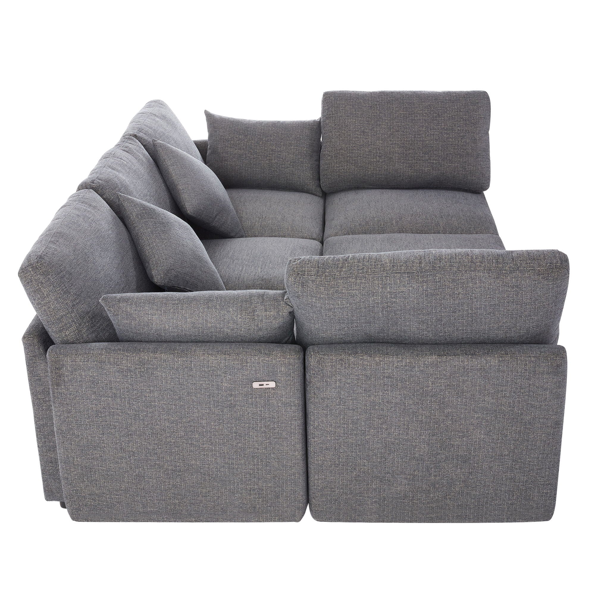 Sectional Sofa Modular U-Shaped With Ottoman & USB Ports