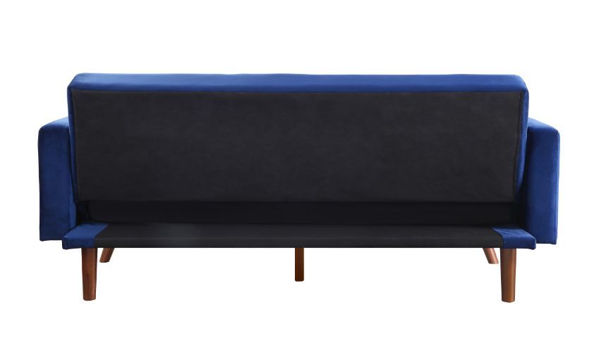 ACME Tanitha - Futon - Blue Velvet & Natural Finish | Meri Furniture