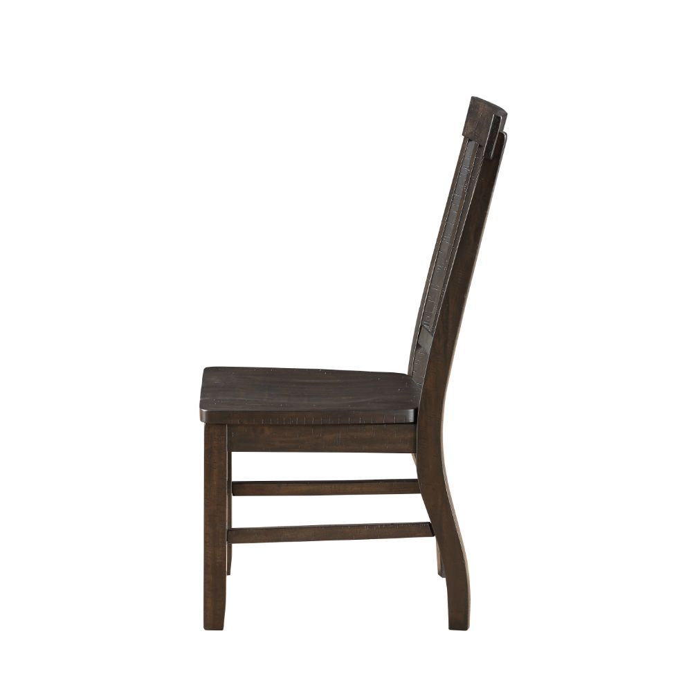 ACME Maisha - Side Chair (Set of 2) - Rustic Walnut | Meri Furniture