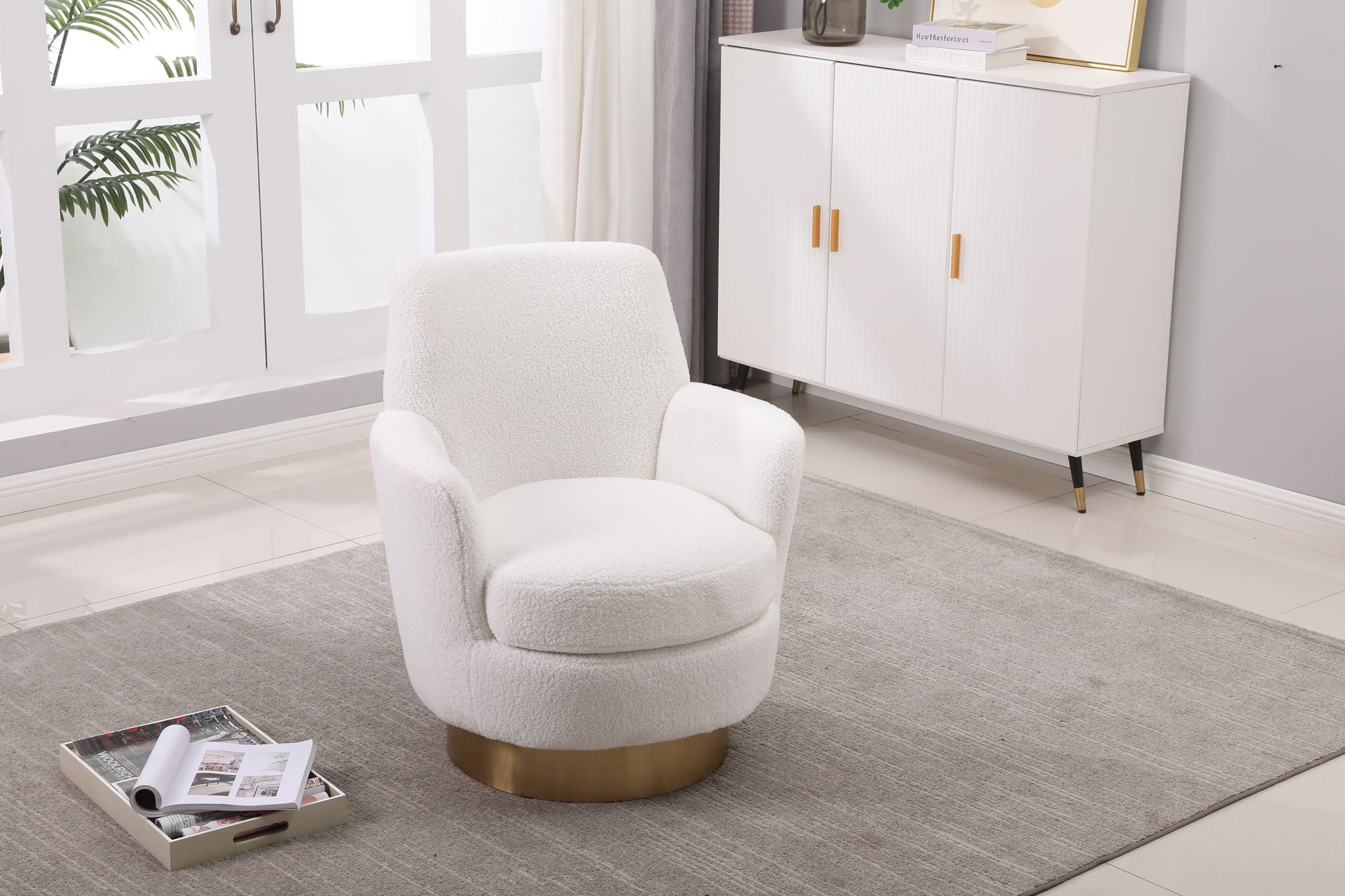 Teddy Swivel Barrel Chair, Swivel Accent Chairs Armchair For Living Room