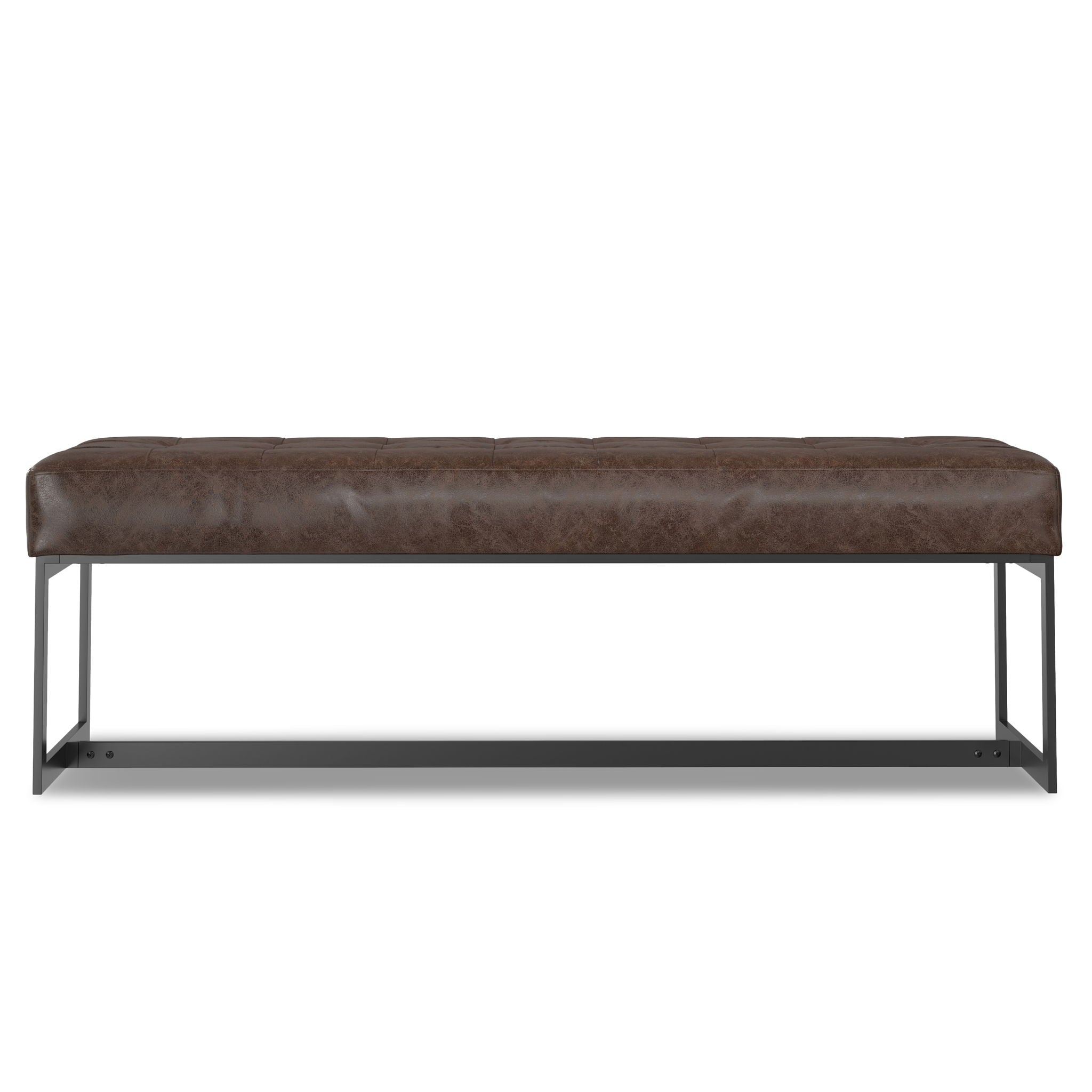 Penelope - Ottoman Bench With Genuine Leather Upholstery - Brown