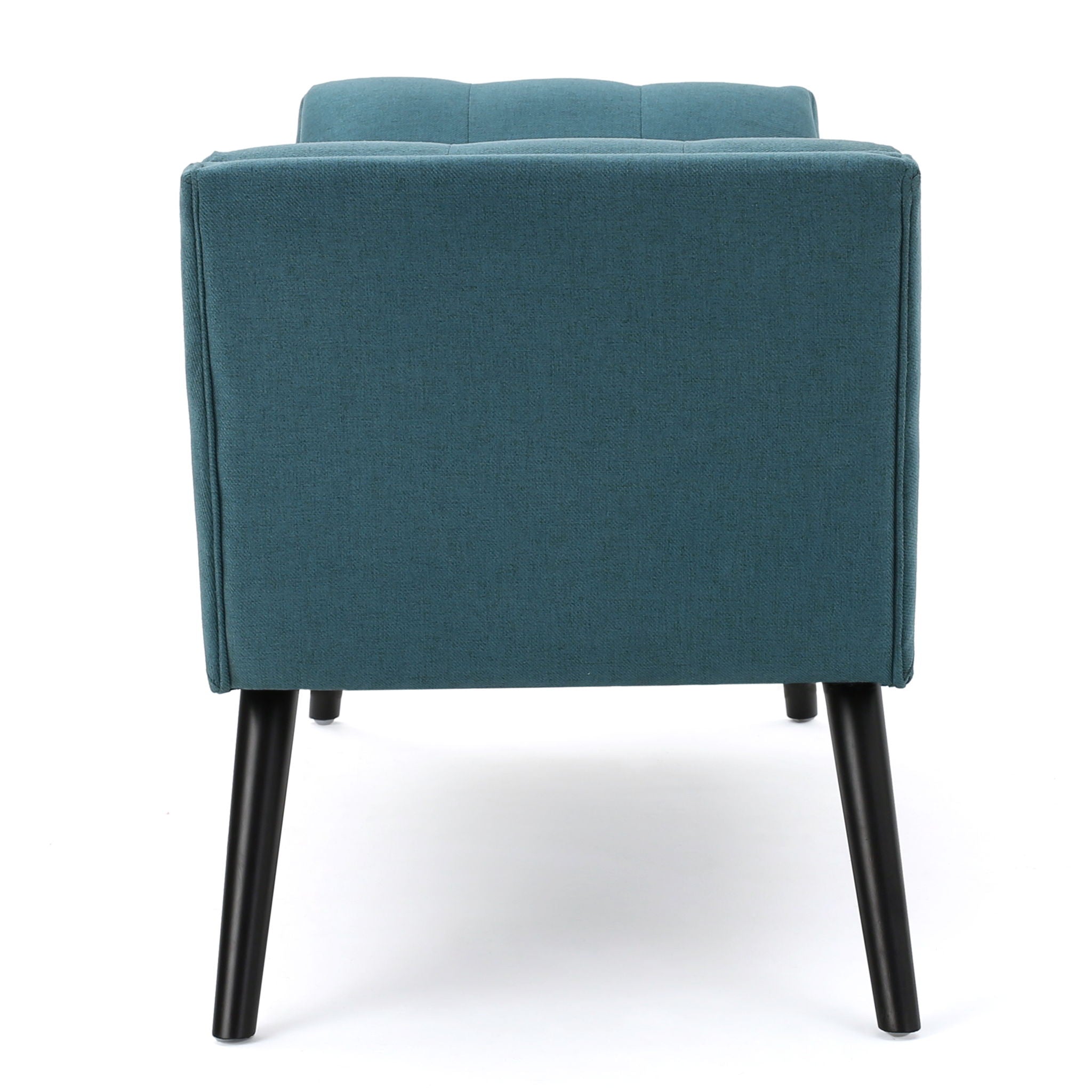 Modern Fabric Bench With Padded Seat And Wide U Shape Design - Teal
