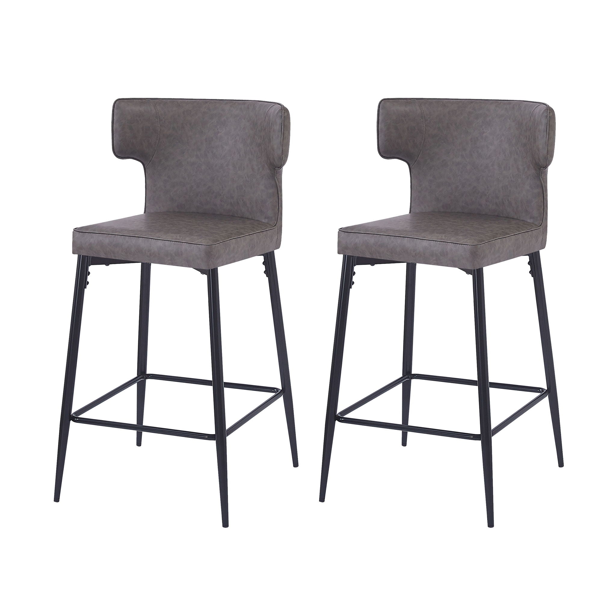 Modern Bar Stools With Upholstery And Metal Footrest (Set of 2)