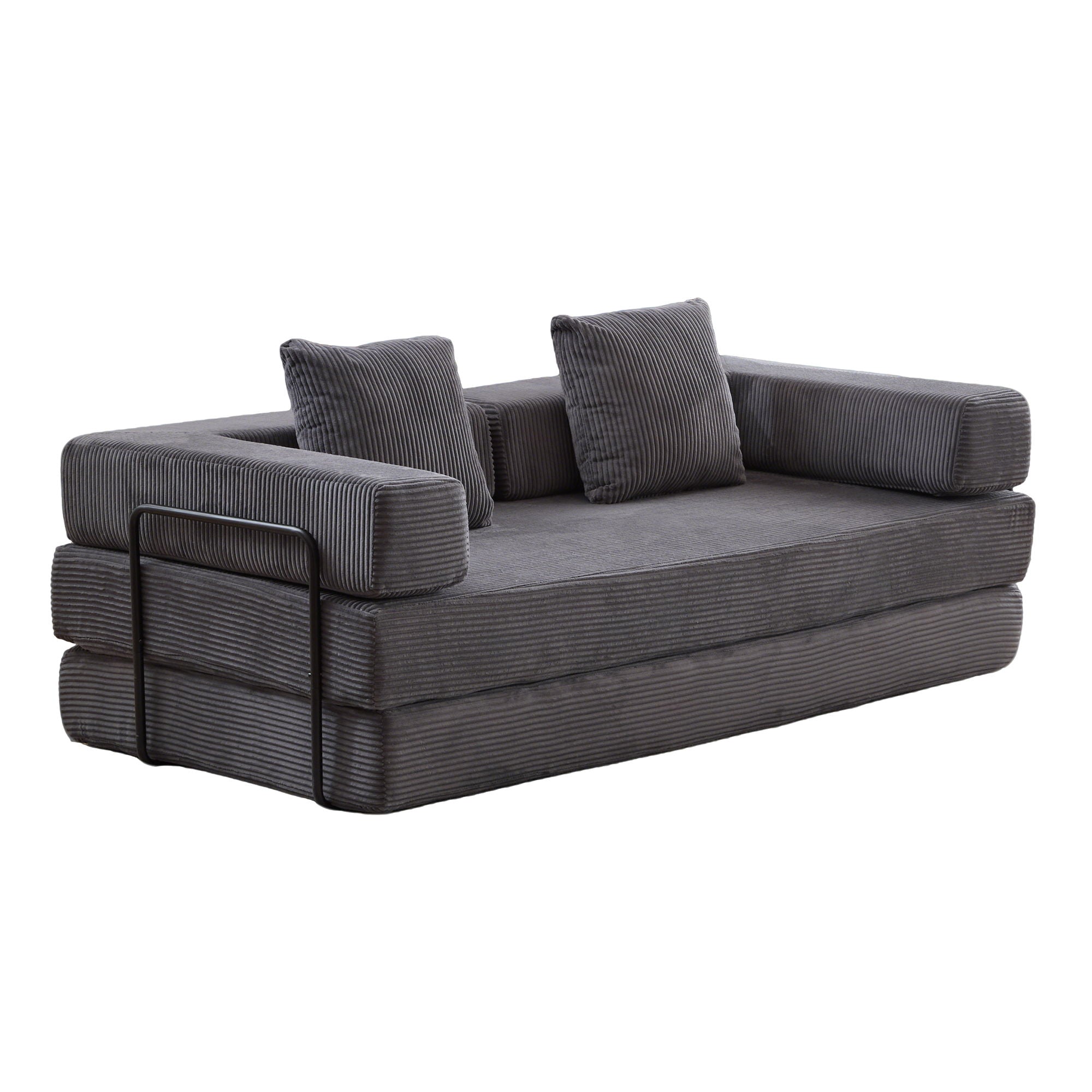 Floor Couch, Convertible Floor Sofa Bed With Pillow Back Support Armrest