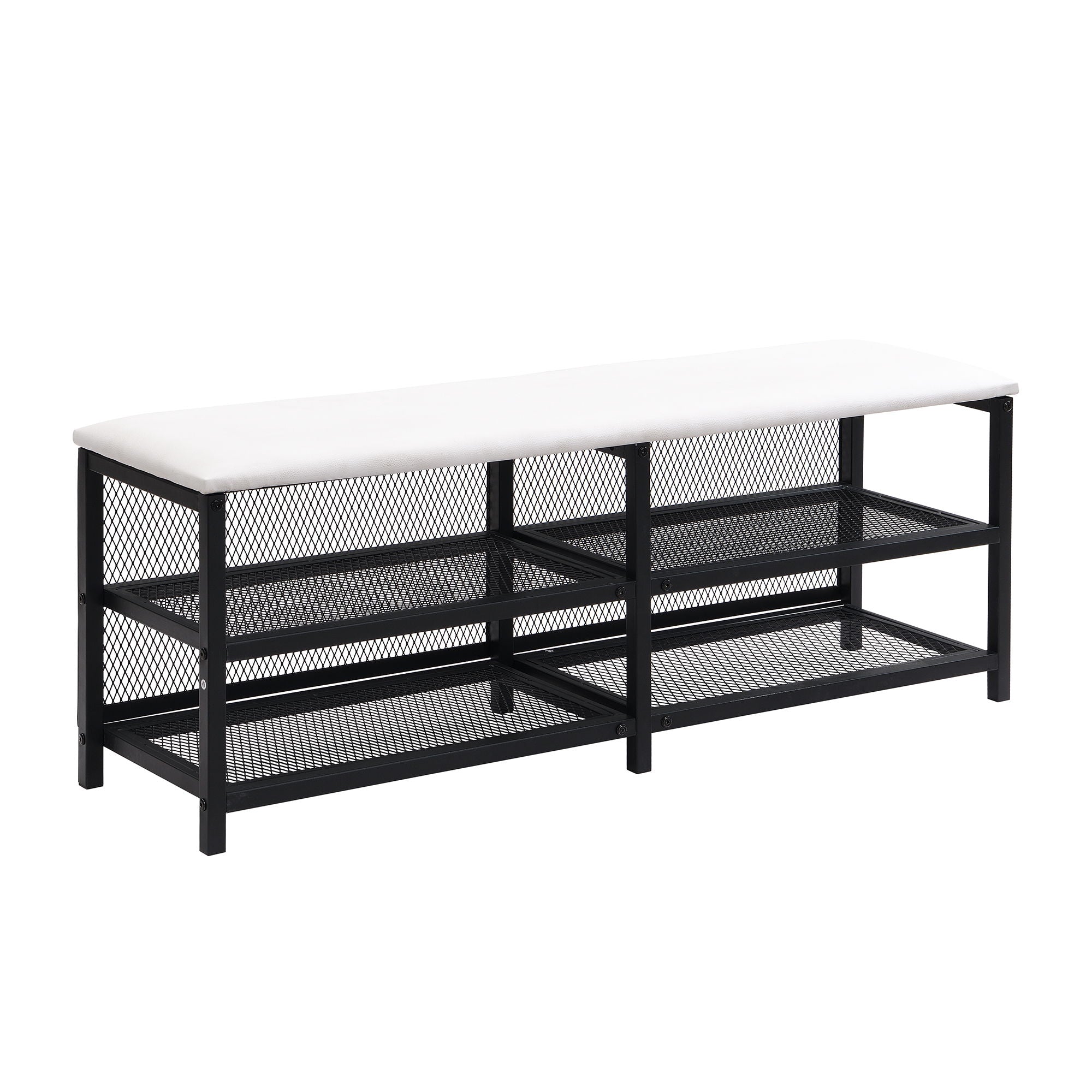 Platform Bed With 2 Tier Storage Shelves, Storage Cabinet