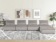 Anna 160"W Light Gray Velvet 5 Pc Sectional Sofa Ottoman