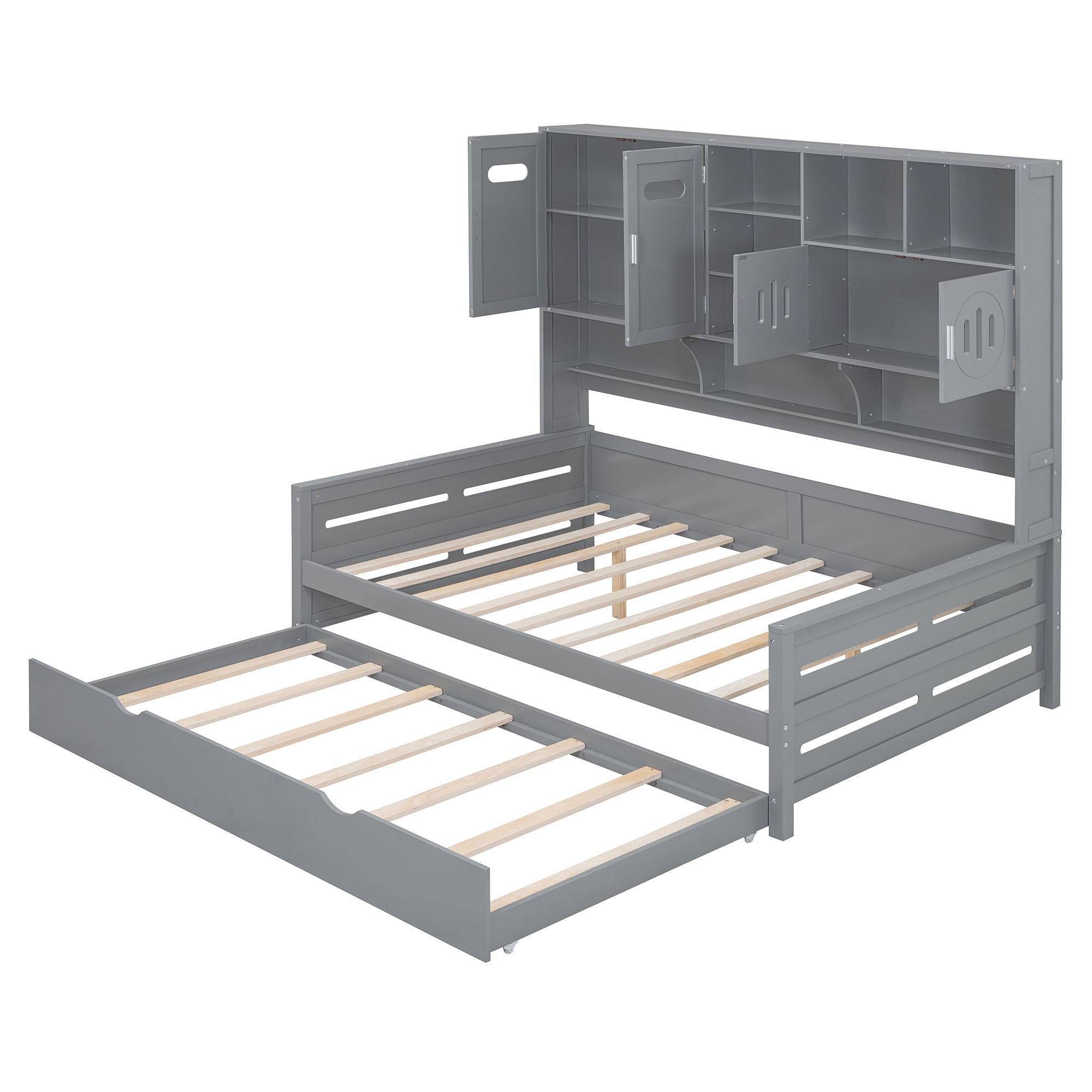 Daybed With All-In-One Cabinet And Shelf