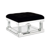 ACME Noralie - Ottoman - Mirrored & Faux Diamonds - 18" | Meri Furniture