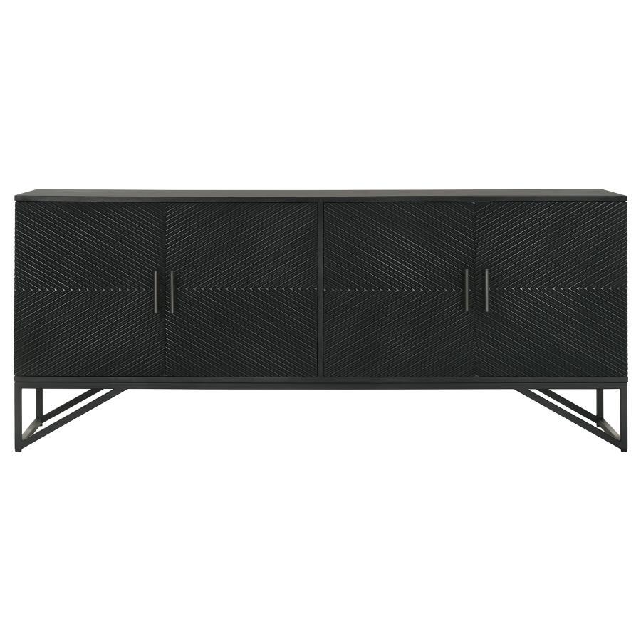 Coaster Fine Furniture Riddell - 4 Door Wood Reeding Accent Cabinet - Matte Black | Meri Furniture
