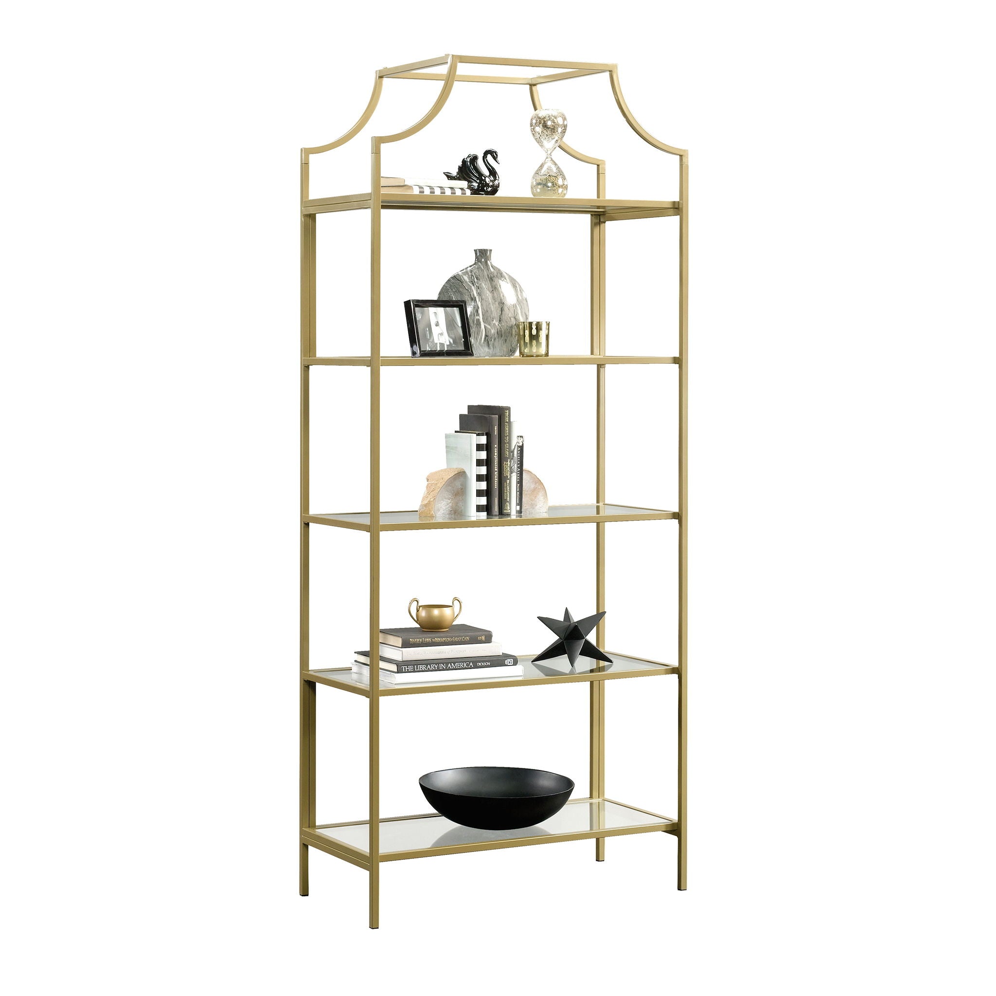 Inter Lux 5-Shelf Bookcase Satin Gold