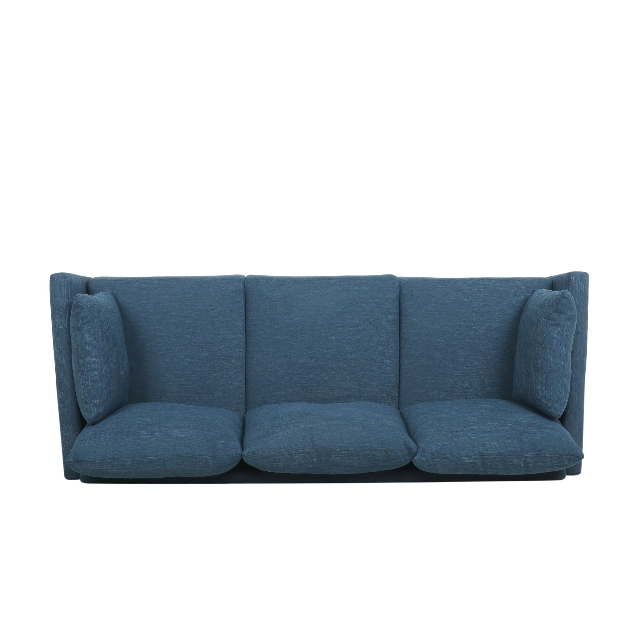 Diaphanous - Upholstered 3 Seater Sofa With 2 Accent Pillows And Wood Legs