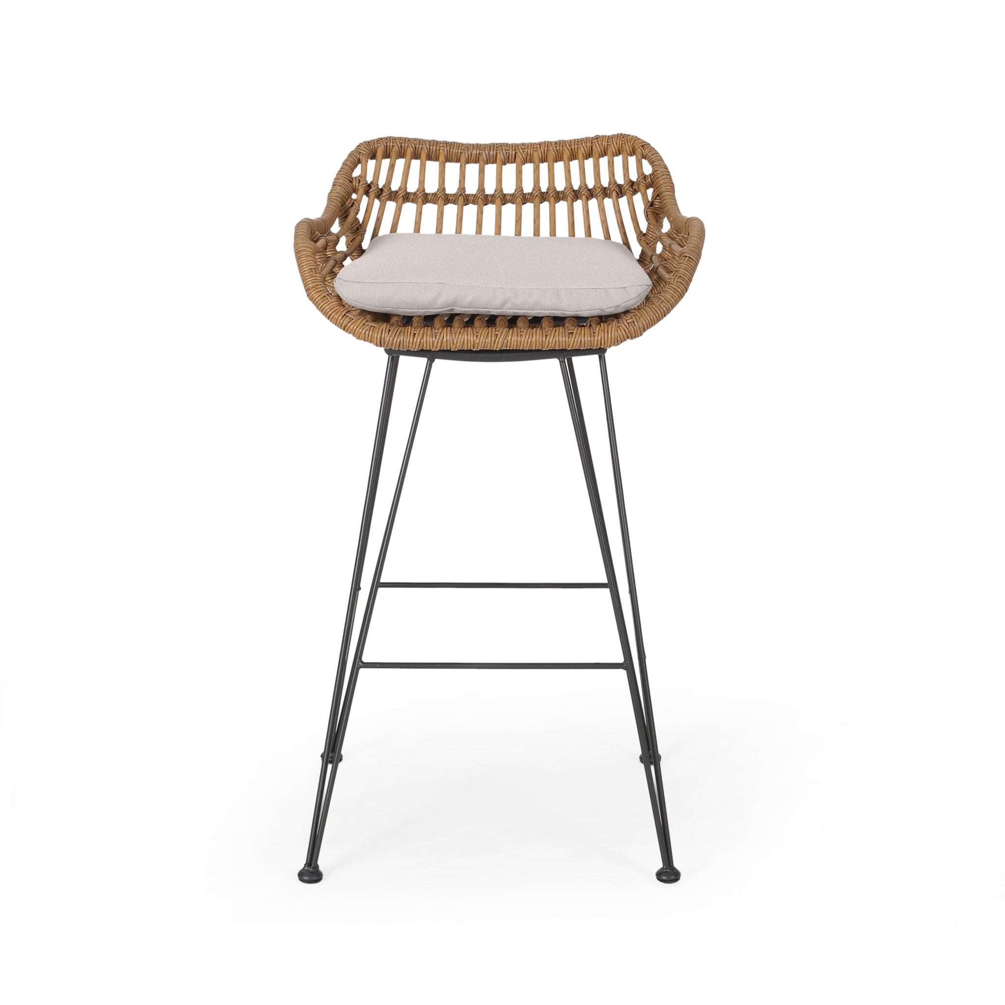 Outdoor Rattan Bar Chair With Metal Legs