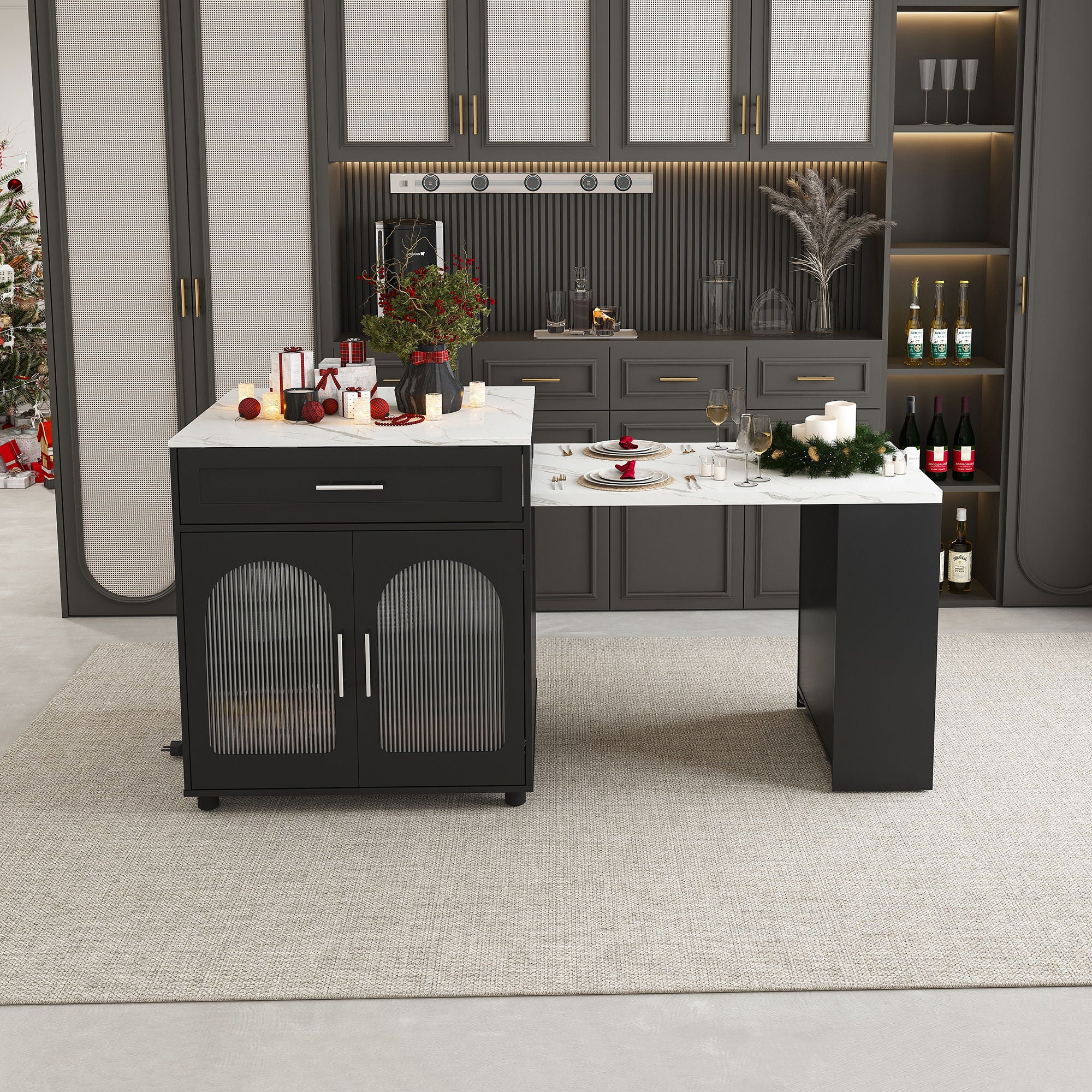 Expandable Kitchen Island With Power Outlet