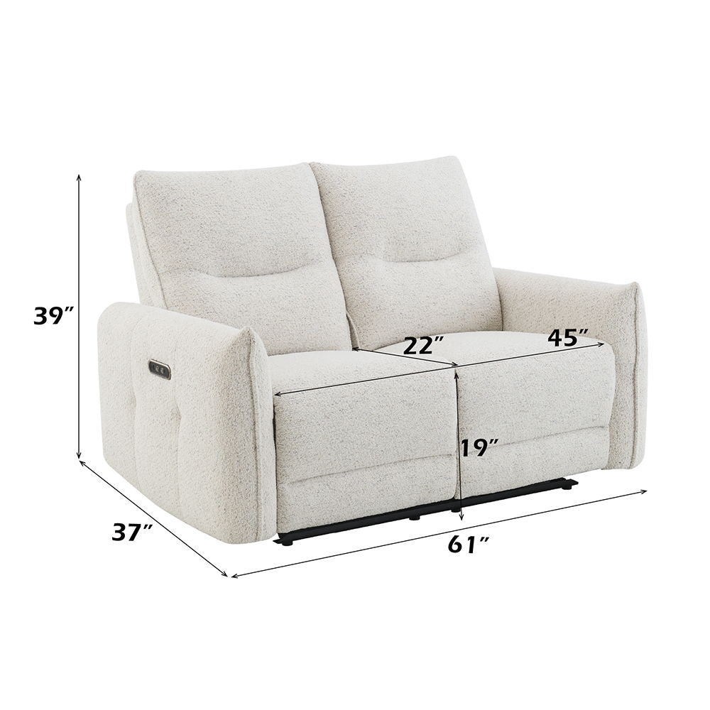 Lalisa - Power Motion Loveseat With USB Port - Cream Chenille