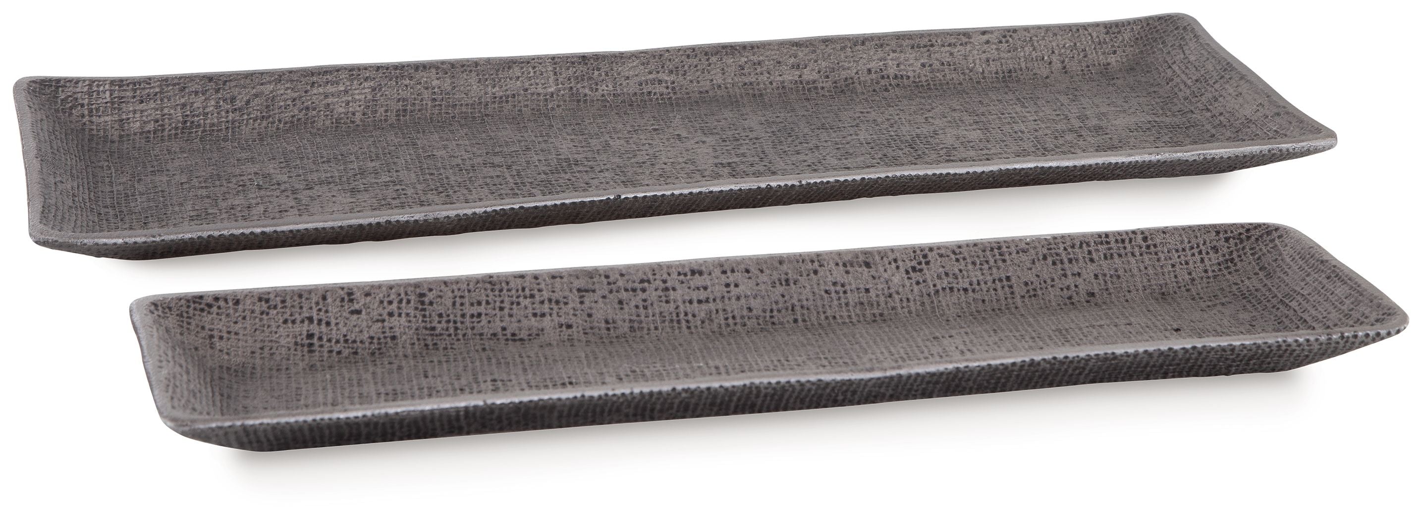 Signature Design by Ashley® Garekton - Pewter Finish - Tray Set (Set of 2) | Meri Furniture