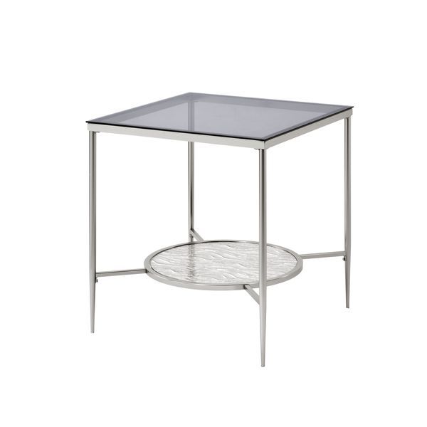 ACME Adelrik - End Table - Glass & Chrome Finish | Meri Furniture