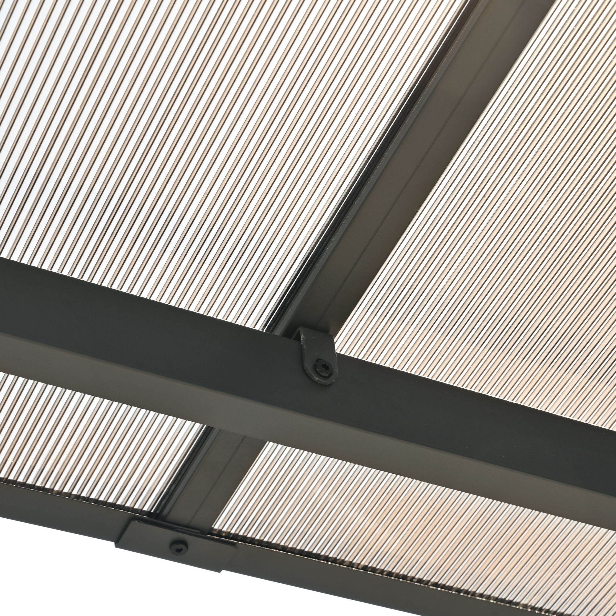 Outdoor Wall Mounted Gazebo With Sloped Roof Design, Uv Protection, And Durable Iron Frame - Gray