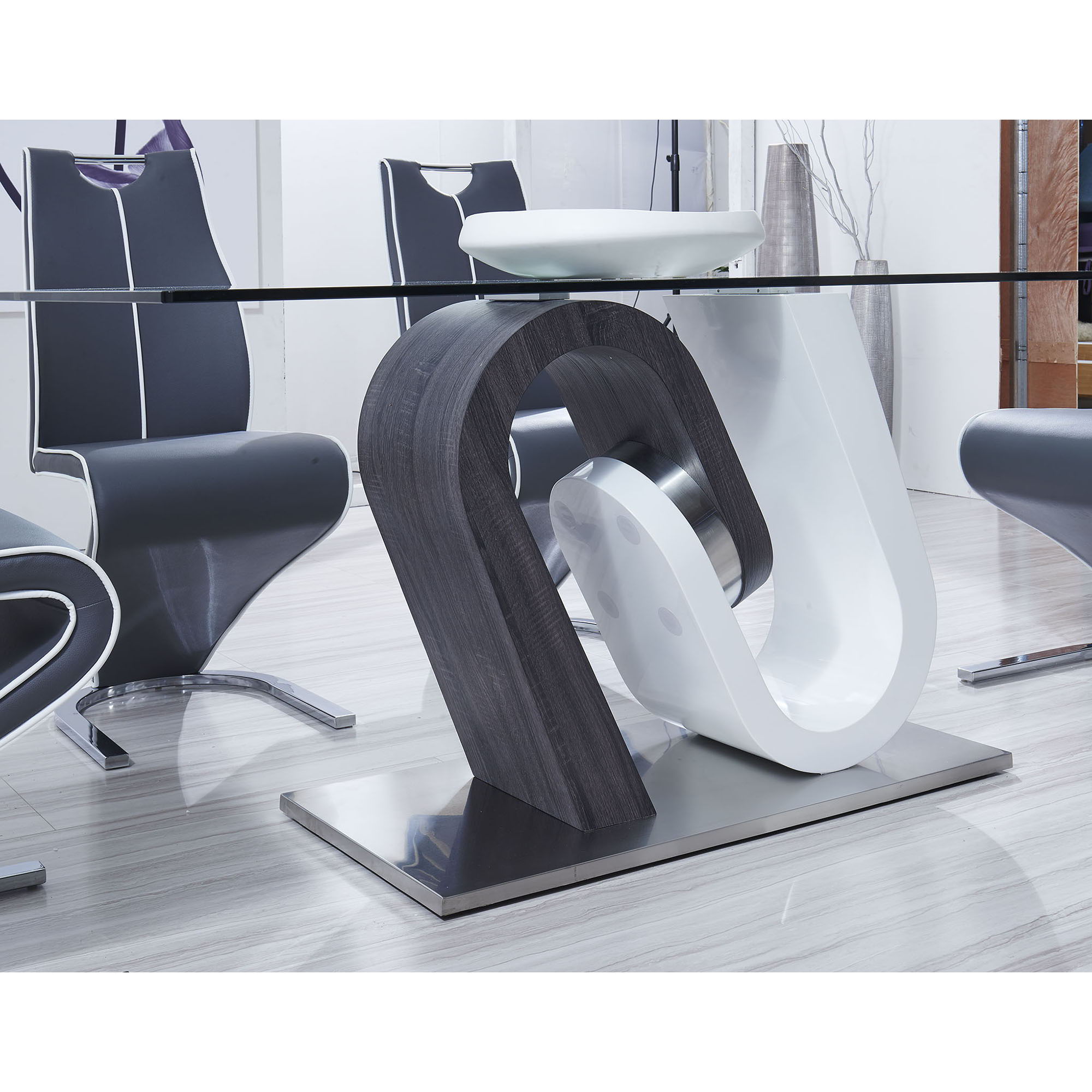 Anne - Dining Table - White / Gray