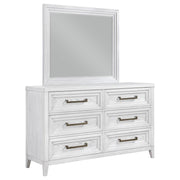 Coaster Fine Furniture Marielle - 6-Drawer Dresser With Mirror - Distressed White | Meri Furniture