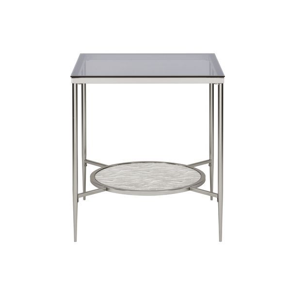 ACME Adelrik - End Table - Glass & Chrome Finish | Meri Furniture