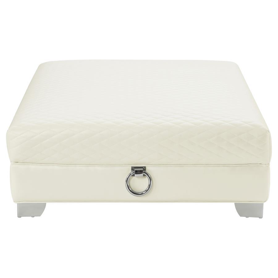 Coaster Fine Furniture Chaviano - Square Upholstered Ottoman - Pearl White | Meri Furniture