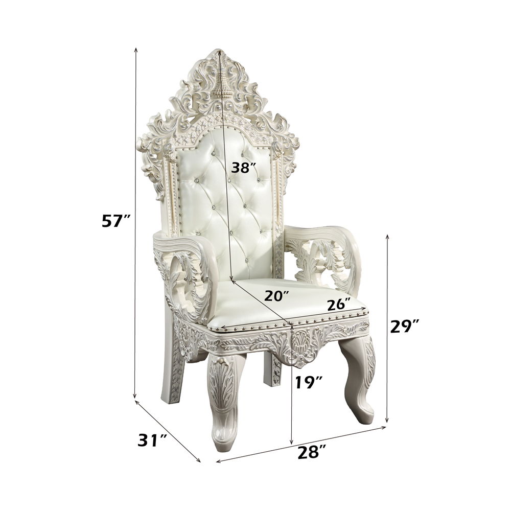 Adara - Arm Chair Set of 2) - Pearl White Synthetic Leather & Antique White