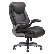 Bonded Leather Upholstered Office Chair With Adjustable Height And Armrest - Gray