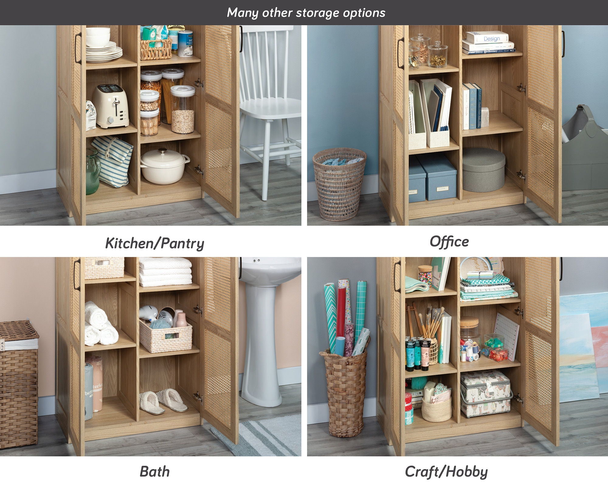 Rattan Door Storage Cabinet in Harmony Ash