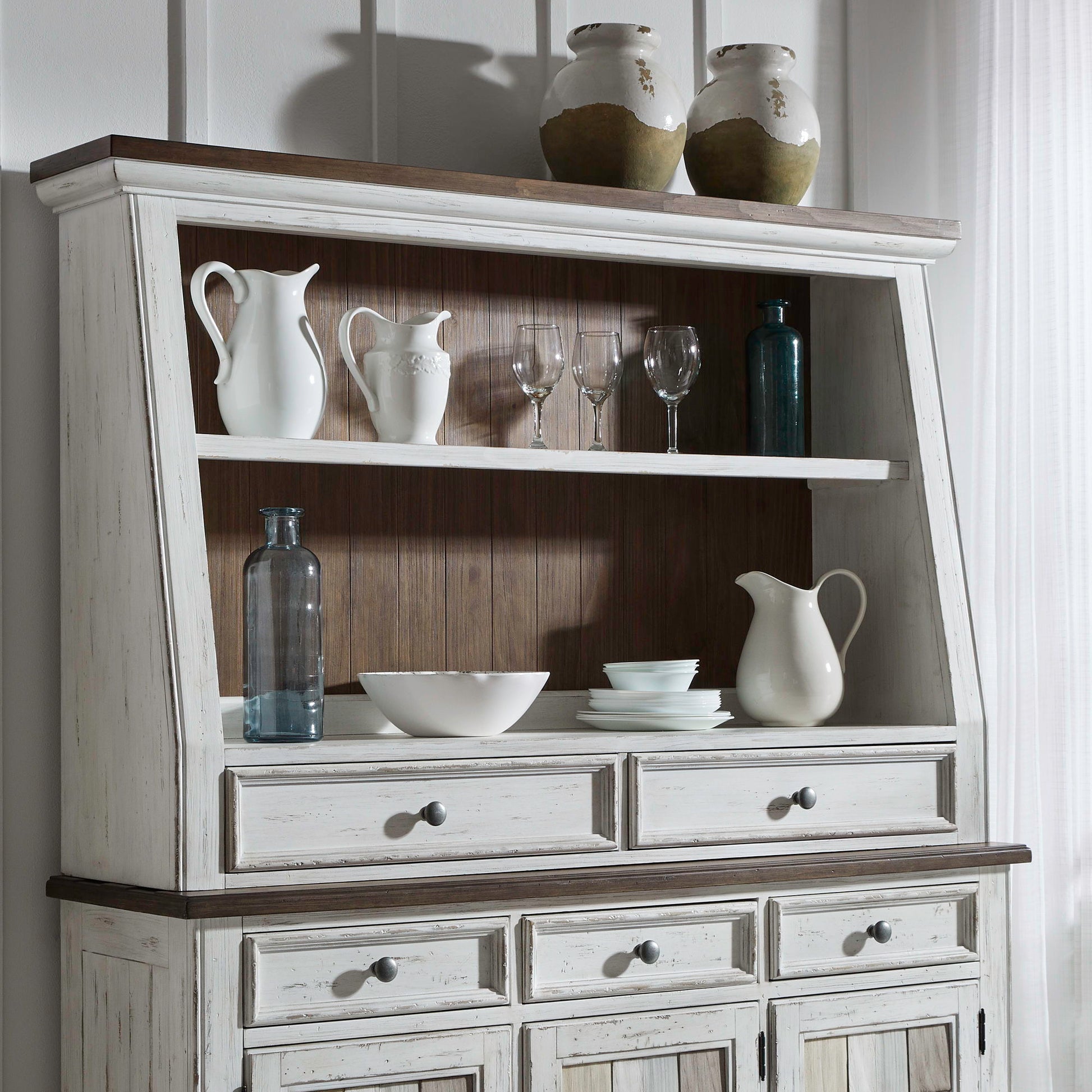 Liberty Furniture River Place - Angled Server Hutch - White | Meri Furniture