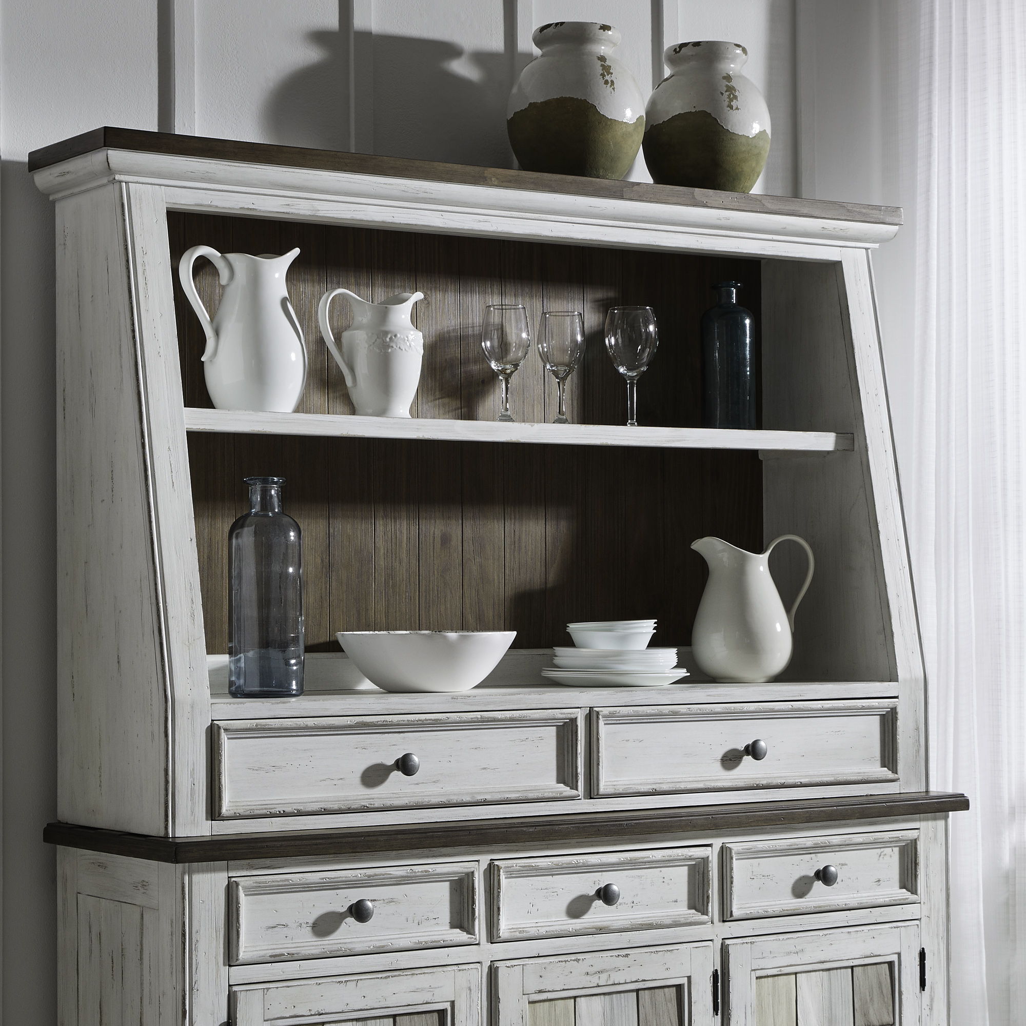 Liberty Furniture River Place - Angled Server Hutch - White | Meri Furniture