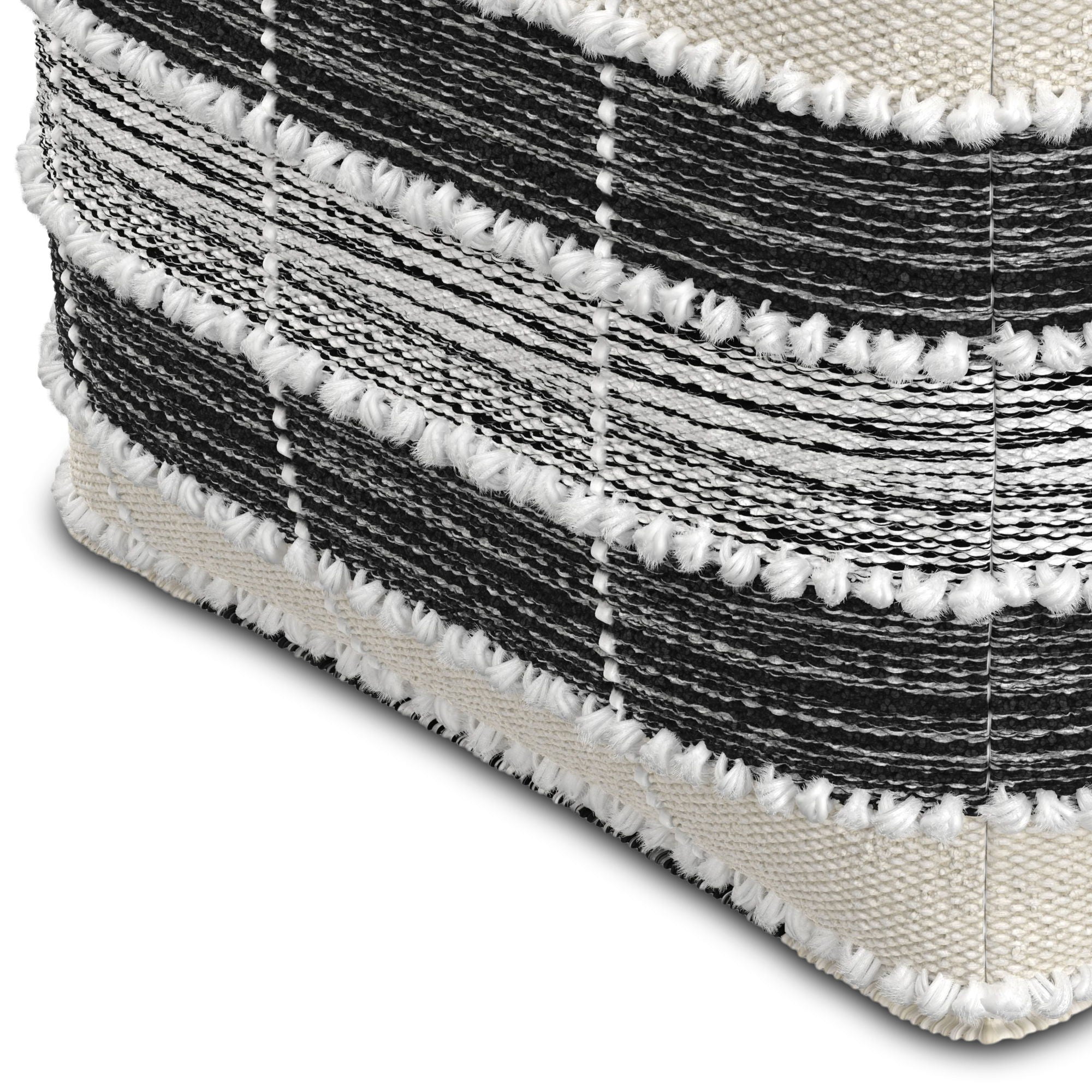 Barley - Square Pouf - White / Beige / Black