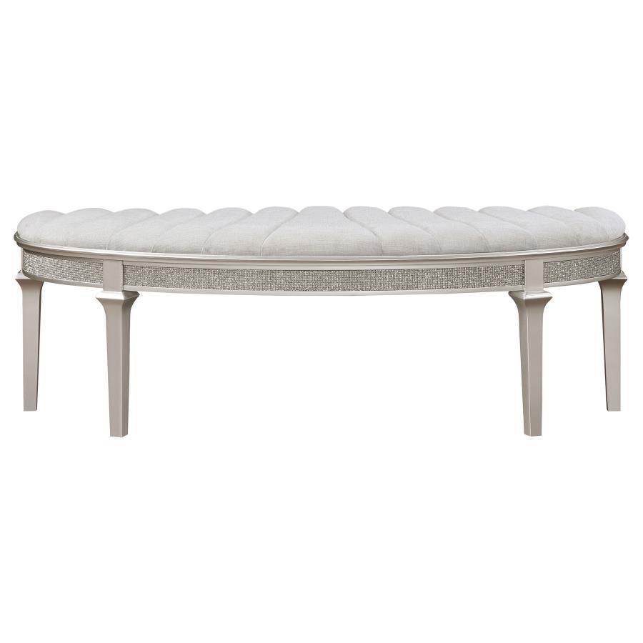 Coaster Fine Furniture Evangeline - Curved Fabric Upholstered Bench - Silver Oak | Meri Furniture