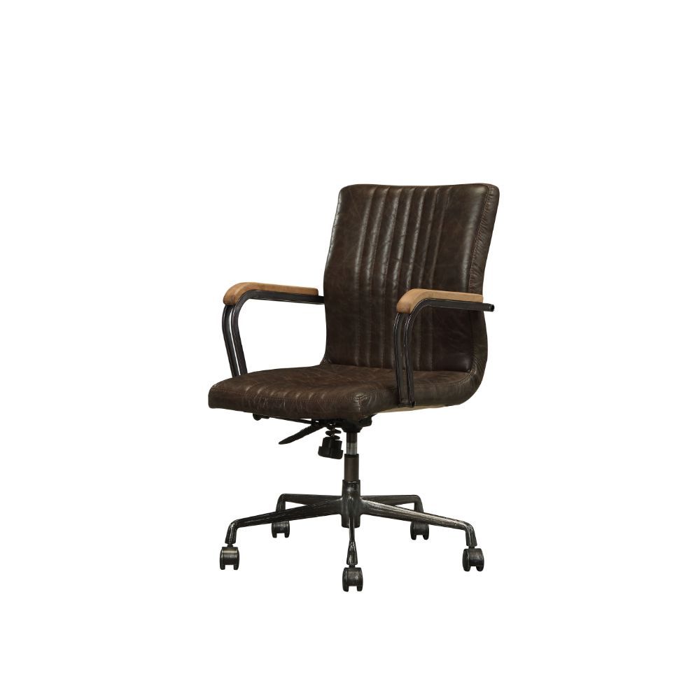 ACME Joslin - Executive Office Chair - Distress Chocolate Top Grain Leather | Meri Furniture