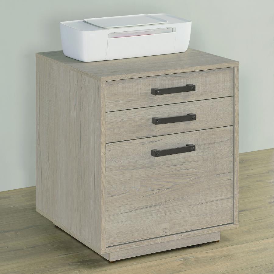 Coaster Fine Furniture Loomis - 3-Drawer Home Office File Cabinet - Whitewashed Gray | Meri Furniture