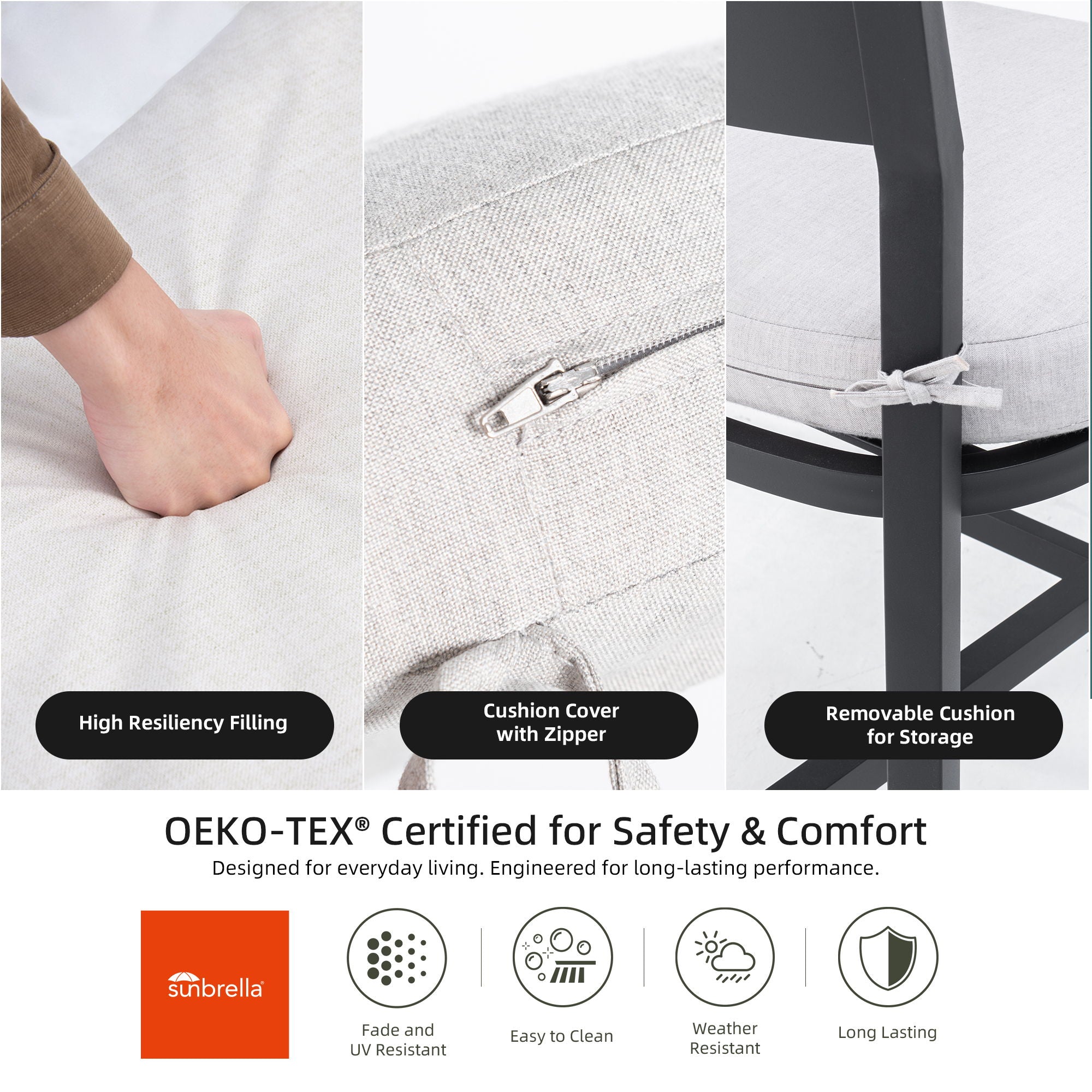 Modern Outdoor Bar Stools With Backrest And Footrest (Set of 2)