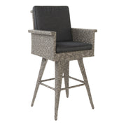 Outdoor Rattan Swivel Barstool With Water Resistant Cushion - Mixed Black / Dark Gray