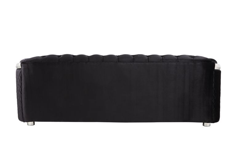 ACME Pyroden - Sofa - Black Velvet & Chrome Finish | Meri Furniture