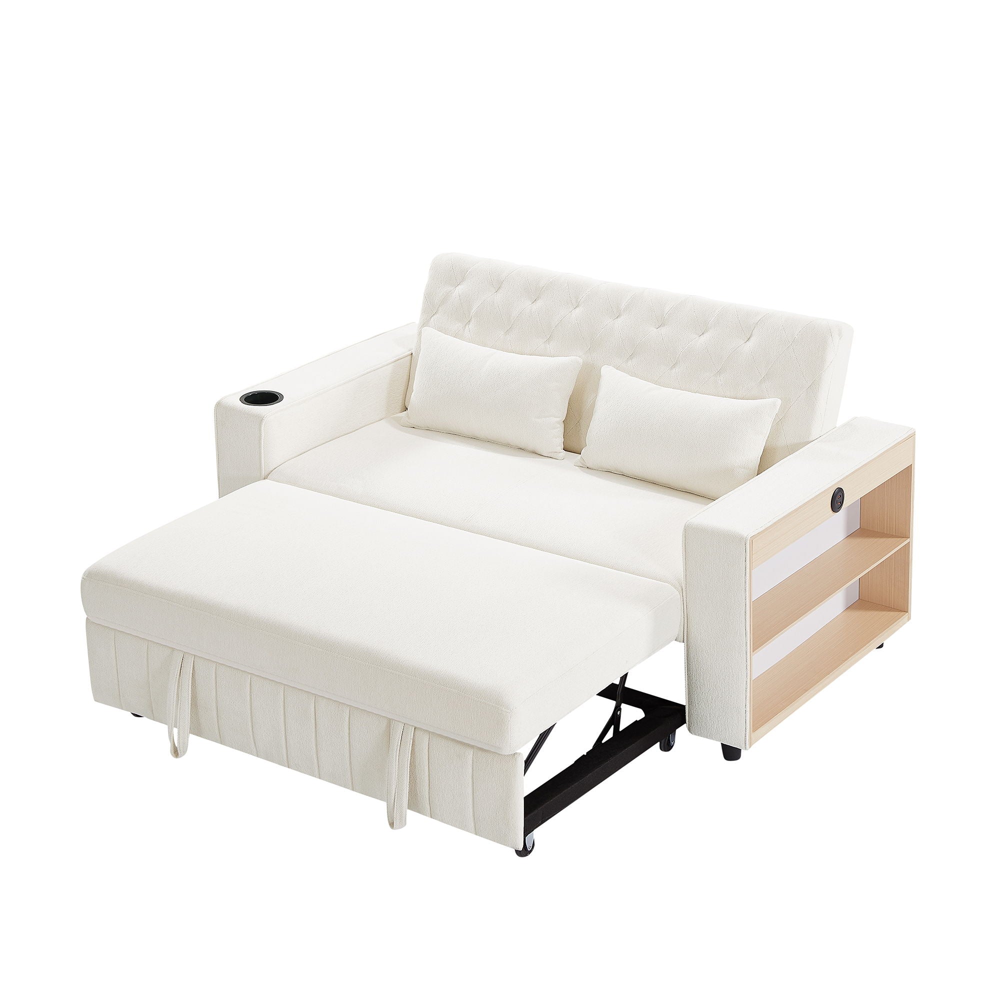 Pull-Out Sofa Bed Convertible Couch With Adjustable Backrest For Living Room