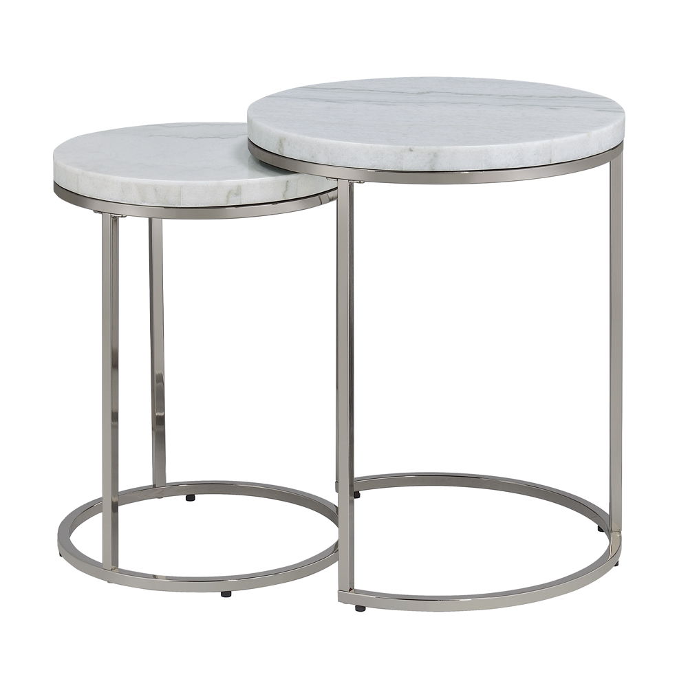 ACME Zaidee - Nesting Table Set - Nickel | Meri Furniture