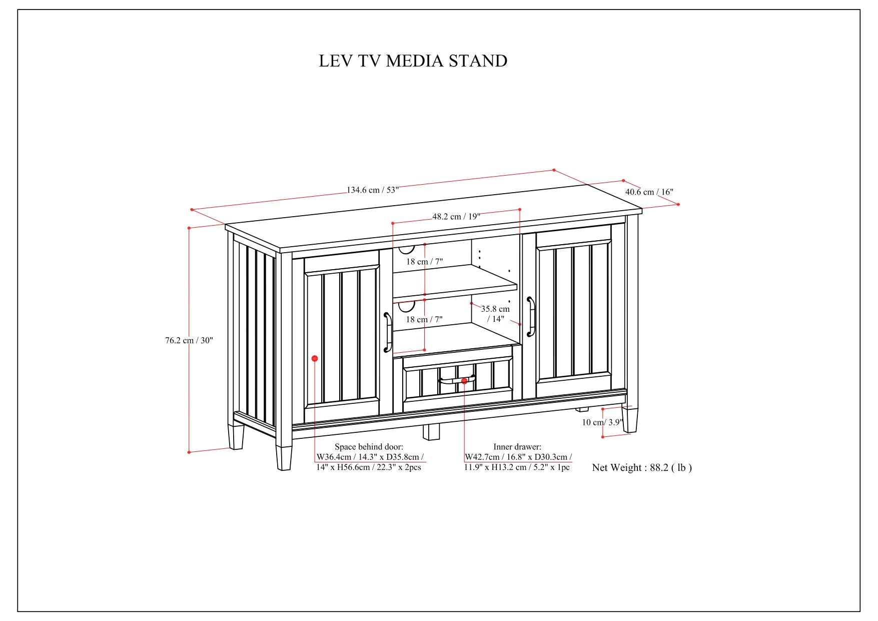 Lev - TV Media Stand - Smoky Brown