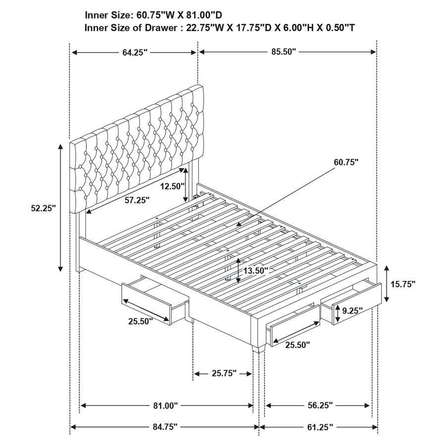Coaster Fine Furniture Soledad - Upholstered Storage Panel Bed | Meri Furniture