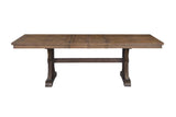 ACME Pascaline - Dining Table - Gray Fabric, Rustic Brown & Oak Finish | Meri Furniture