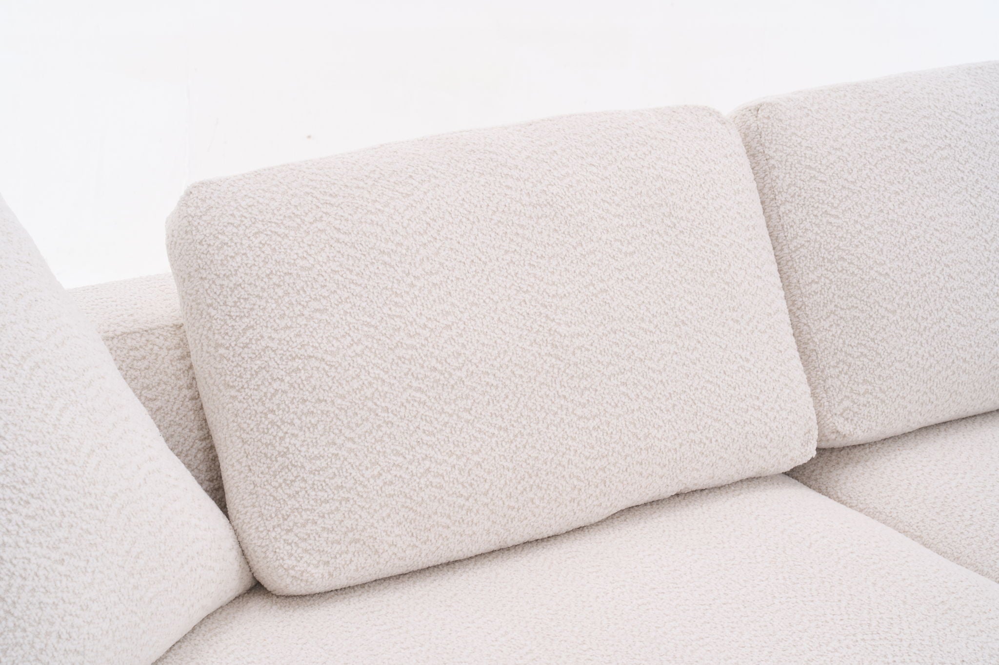 Compression Sofa: 4 Seater Combined Sofa, Crochet Yarn Fabric, Full Sponge Compression Sofa, Combined Sofa With 4 Pillows For Home Living / Home Furniture / Apartment - Beige