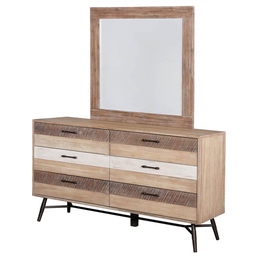 Coaster Fine Furniture Marlow - 6-Drawer Dresser With Mirror - Rough Sawn Multi | Meri Furniture
