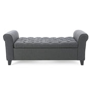 Hayes - Contemporary Armed Storage Bench With Rolled Arms And Button Tufting