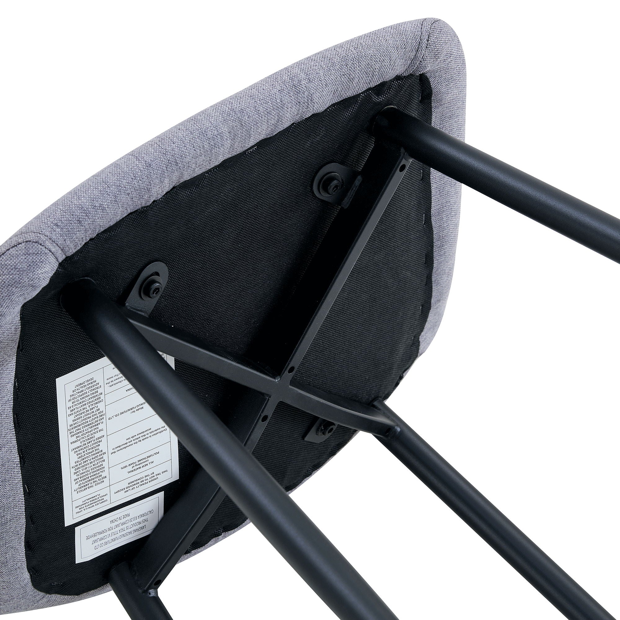 Luxury Simple Chair Linen Cotton High Resilience Dining Chair With Black Metal Legs (Set of 4) - Light Gray