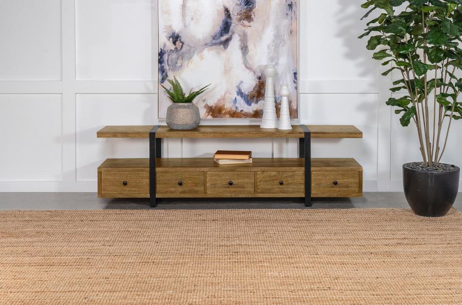 Coaster Fine Furniture Otto - 5-Drawer Mango Wood TV Stand Media Console - Brown | Meri Furniture