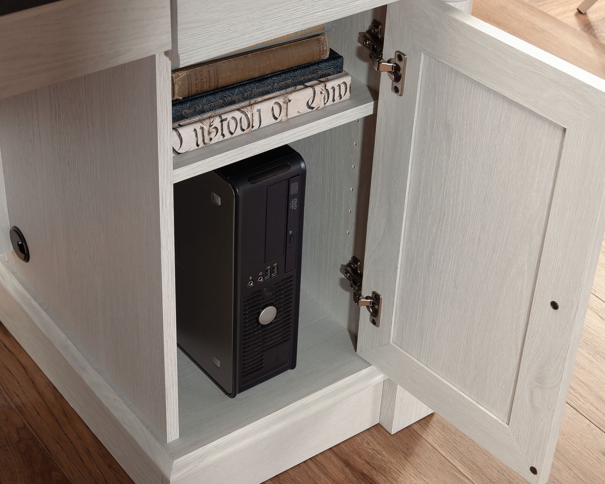 L-Shaped Home Office Desk in Glacier Oak